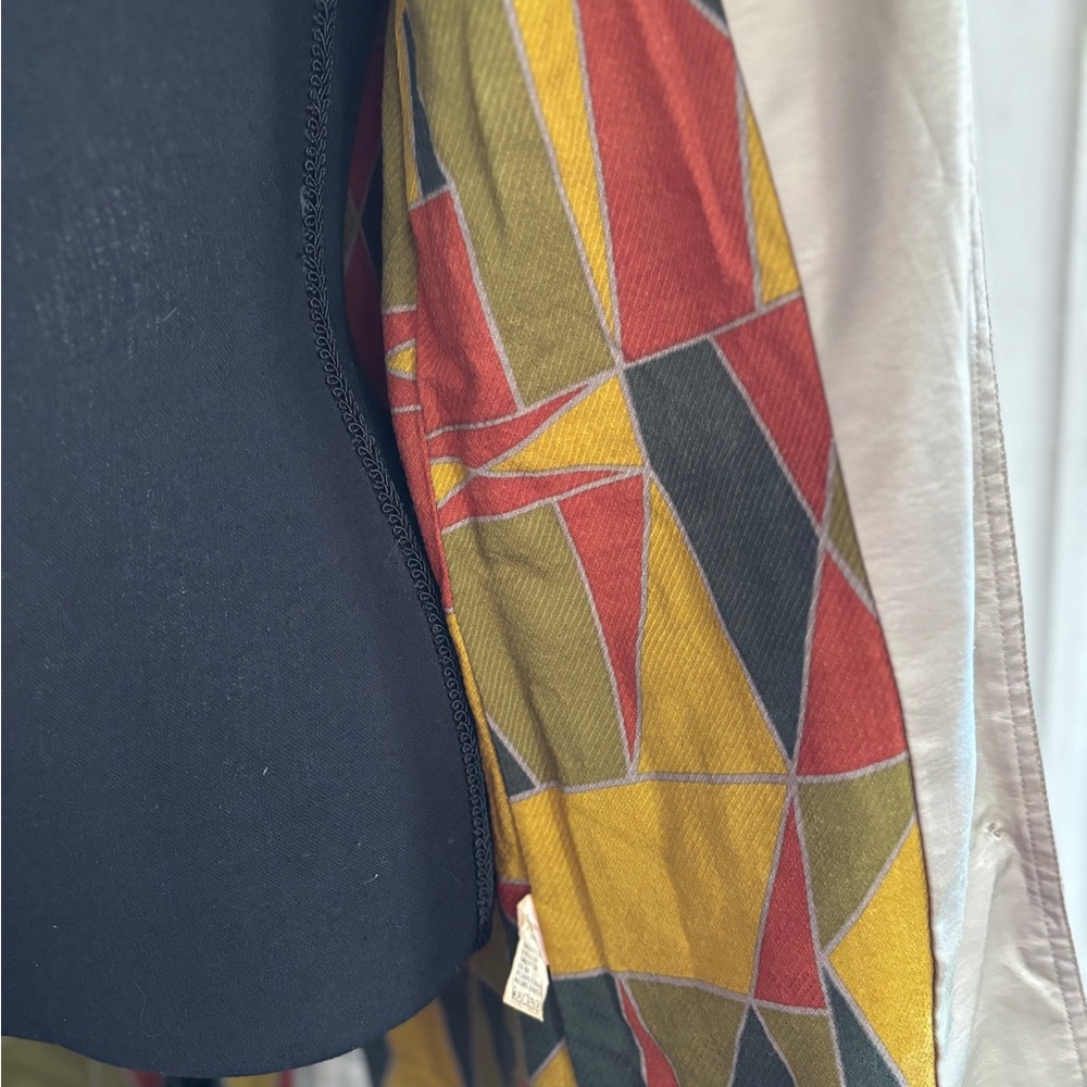 Vintage Italian made Silky Shiny Cotton Trench Coat w Belt light Stone US SZ 2 - Picture 5 of 7